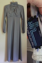 Jack Hartley MIAMI gray Vintage Polyester Dress Medium MADE IN USA - £26.31 GBP