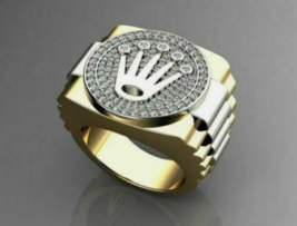 0.90Ct Rotondo Diamanti Finti Uomo Pinky Fidanzamento Anello 14K Giallo Dorato - £132.09 GBP
