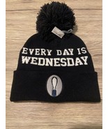 Addams Family Everyday Is Wednesday Black Pom Knit Beanie Cap Hat Adult ... - £27.45 GBP