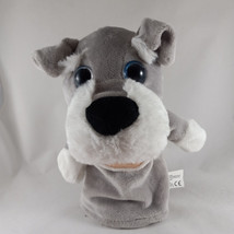 Puppy Dog Puppet Kellytoy Plush Gray &amp; White Big Blue Eyes 10&quot; lined - £9.33 GBP