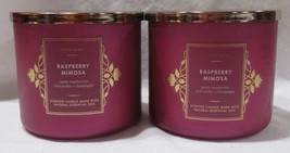 White Barn Bath &amp; Body Works 3-wick Scented Candle Set Lot of 2 RASPBERRY MIMOSA - £54.02 GBP