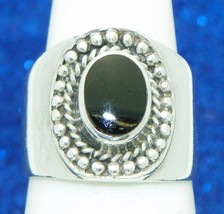 FASHION ONYX SOLITAIRE RING REAL SOLID .925 STERLING SILVER 10.1 g SIZE 7.5 - £21.35 GBP