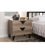 Brown Light Brown Wood 2-Drawer Nightstand - $2,394.15 MXN