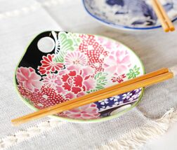 Pink Cherry Blossoms Small Appetizer Coupe Plate Flat Bowl With Chopstic... - €15,98 EUR