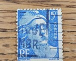 France Stamp Republique Francaise 15f Used Blue Marianne de Gandon - $1.89
