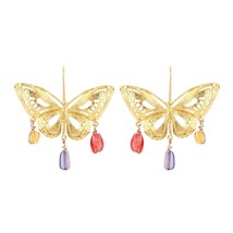 ZA Metal Gold-color Cutout Butterfly Earrings Women's Exaggerated Classic Dangle - £8.45 GBP