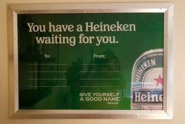 VINTAGE HEINEKEN BEER FRAMED BAR PICTURE - RARE - £22.39 GBP