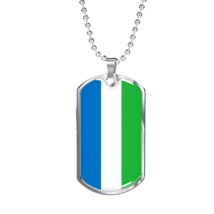 Sierra Leone Flag Necklace Stainless Steel or 18k Gold Dog Tag 24&quot; Chain - £37.84 GBP+