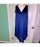Vintage Vanity Fair Nylon Navy Blue Nightgown Empire Waist V-Neck Size M... - $19.16 CAD