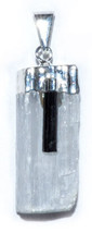 Selenite W/ Tourmaline Pendant - £18.80 GBP