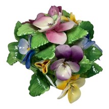 Vintage Handmade Pansies Violets Purple Yellow Floral Mini FLOWER BOUQUET - £29.02 GBP