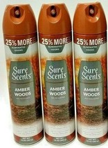 Lot 3 New Sc Scented Air Freshener Spray Amber Woods Fragrance Eliminates Odors - £19.04 GBP