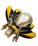 Faux Pearl Big Bee Enamel Brooch  - $27.57 CAD