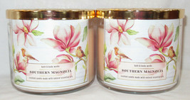 Bath &amp; Body Works 14.5 oz 3-wick Scented Candle Lot Set of 2 SOUTHERN MAGNOLIA - £51.41 GBP