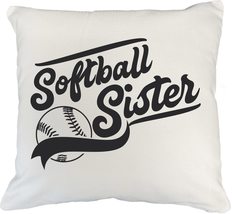 Softball Sister. Proud Softball Player Family Pillow Cover For Coach, Athlete, M - £19.46 GBP+