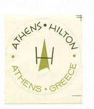 Athens Hilton Luggage Sticker Athens Greece 1970's - $11.88