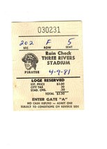 Apr 9 1981 Montreal Expos @ Pittsburgh Pirates Ticket Tim Raines 2nd Hit 4 HOFer - £39.21 GBP