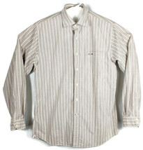 Vertical Stripe Canvas Shirt Mens Large Cremieux Premium Denim Salmon - $36.67