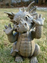 Whimsical Garden Dragon Making Funny Faces Statue 10.25&quot;H Taunting Baby Dragon - £36.07 GBP