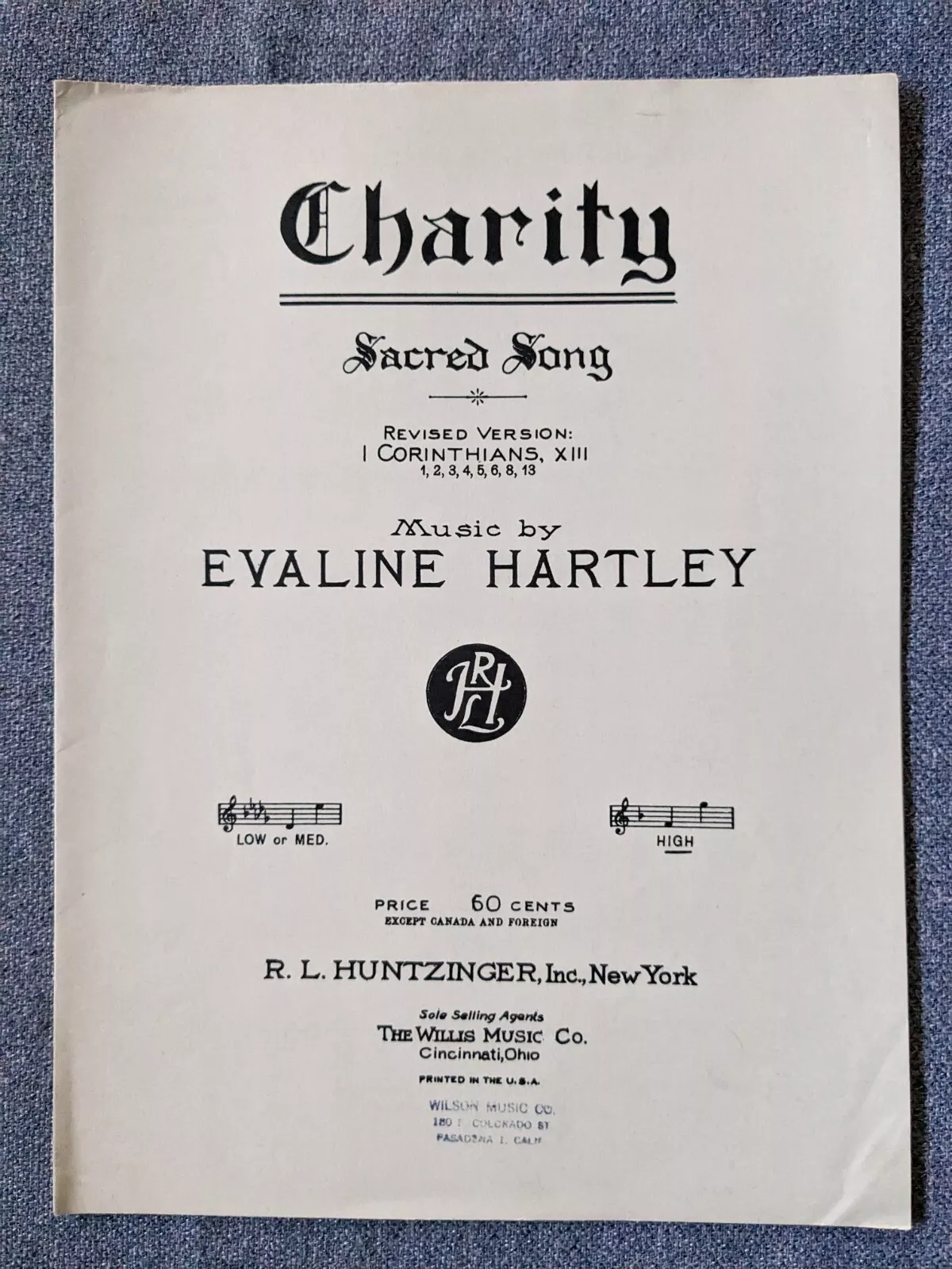 Charity (sheet music) in low/medium voice - $5.00