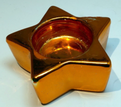 Star Shaped tealight candle holder  vintage  3" gold tone - $13.33