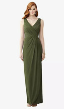Dessy TH030....Sleeveless Draped Faux Wrap Maxi Dress....Olive Green...S... - $75.05