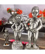 Vintage collectible metal MANNEKEN pis statues, 3 Brussels pissing boy s... - £144.26 GBP