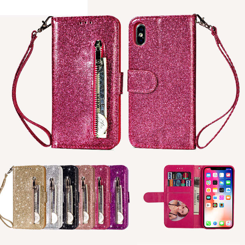 K3) shine Leather wallet FLIP MAGNETIC BACK cover Case for Apple iPhone models