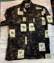Caribbean Joe Shirt Men’s L Palm Trees And Pineapples Tropical Button Down - £9.56 GBP
