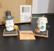 S&#39;mores Original Midwest of Cannon Falls Marshmallow Pilgrims (2) Ornament New  - £31.42 GBP