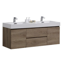 Brand New KubeBath Bliss 60&quot; Wall Mounted Modern Double Sink Bathroom Vanity - £949.63 GBP