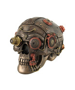 Bronze Finish Leather Look Gearhead Steampunk Skull Trinket Stash Box - £53.96 GBP