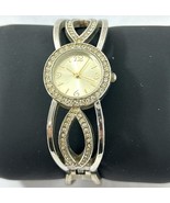 Vintage Silver-Tone Cuff Bracelet Watch with Rhinestones – Japan Movemen... - $27.37 CAD