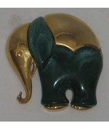 Vintage Jade Green Acrylic &amp; Brass Elephant Pendant Costume Jewelry - £7.01 GBP