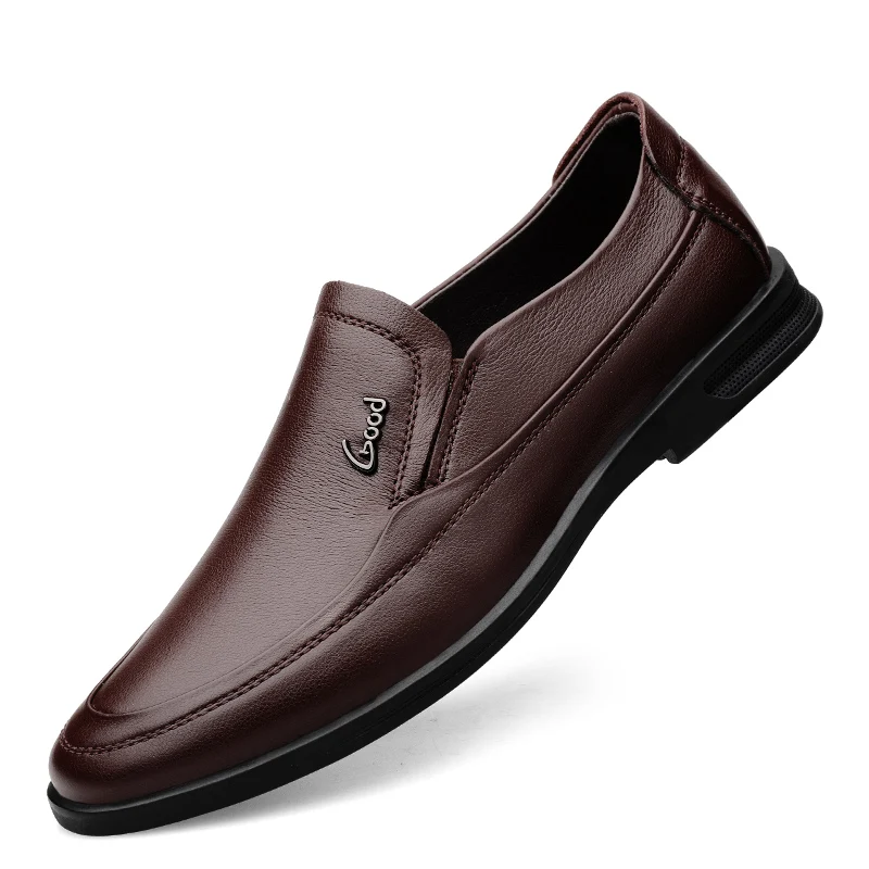 Classic Italian Genuine Leather Men&#39;s Black Shoes Fashion New Casual Man... - $89.43