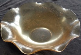 Beautiful Amber Carnival Glass Flared Wavy Rim Bowl - Vgc - Gorgeous Sheen - £31.65 GBP