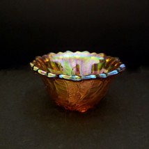 Indiana Amber Marigold Carnival Glass Wild Rose Taper Candleholder Vinta... - $16.83