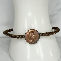 Vintage 1990 Single US Penny Twisted Cuff Bracelet - $12.86