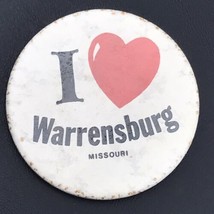 I Love Warrensburg Missouri Pin Button Vintage Pinback Heart - £7.86 GBP