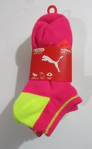 Puma Womens Low Cut Socks Pink, Neon Yellow and White Pack of 6 - $17.99