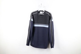 Vintage 90s Streetwear Mens Size Large Striped Thermal Knit Crewneck Sweater - £39.52 GBP