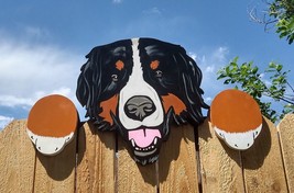 Bernese Mountain Dog Fence Peeker Peeper Garden Yard Art Dog Park Kennel... - £106.83 GBP