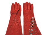 Echo Red Leather Gloves Rivet Accents Sz L 12.25&quot; Gauntlet Shape Lined - £19.32 GBP
