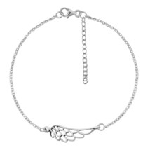 Freedom of Flight Wing Charm Sterling Silver Chain Bracelet - £8.18 GBP