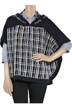 Cute Preppy Rare Pringle 1815 $600 Plaid Navy Wool Textured Hooded Cape S M L - £119.75 GBP