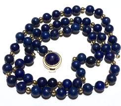 Authenticity Guarantee 14k Long L API S Lazuli Necklace 14K Yellow Gold - £1,006.00 GBP