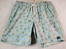 RVCA Shorts Men XL Green Pineapple Print Polyester Elastic Waist Logo Drawstring - £11.68 GBP