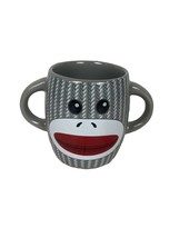 Galerie Double Handle Sock Monkey Mug Gray Ceramic Standard Size - £7.07 GBP