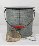 Vtg Mit-shel Better Bilt Galvanized Large Minnow Bait Bucket With Origin... - £41.40 GBP