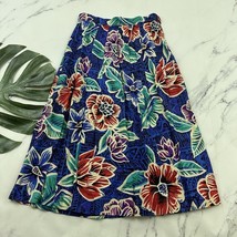 Diversity Womens Vintage 90s Pleated Midi Skirt Size 4 Petite Blue Red T... - $27.71